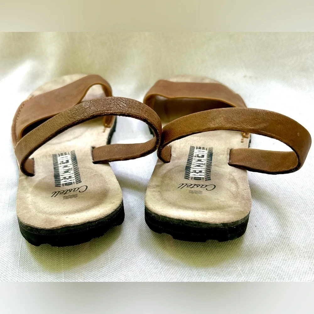 Castell de Menorca Avarca Tan Leather Sandals Size 40 Tire Tread Soles Eco